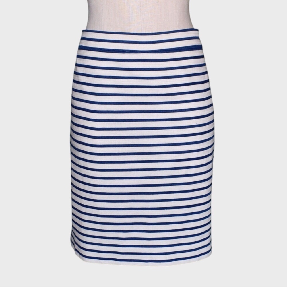 J Crew No 2 Petite Linen Cotton Deck Stripe Pencil‎ Skirt